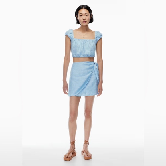 NWT Aritzia Wilfred “ethereal” linen top, chambray buoy blue, size S - Picture 14 of 15